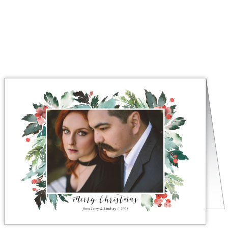 P588 Foliage Frame Holiday Card Design