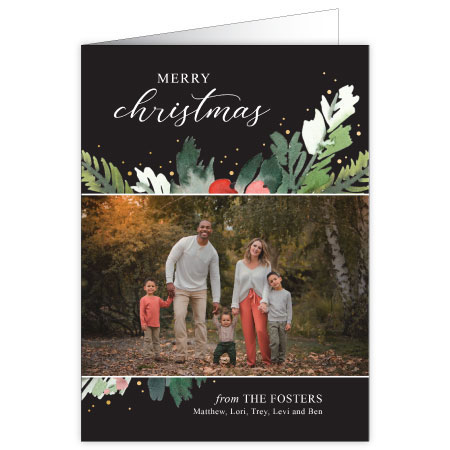 P592 Elegant Evergreen Holiday Card Design