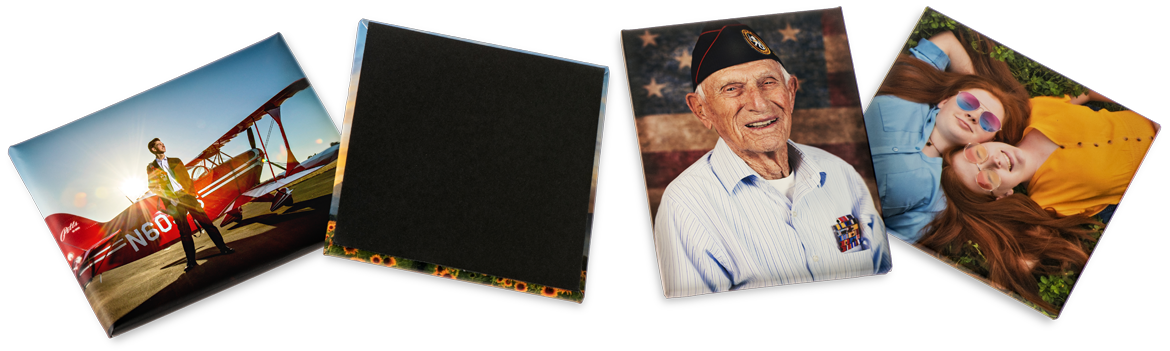 A print is wrapped around gatorfoam with a magnet backing to create personalized art for file cabinet or fridge.